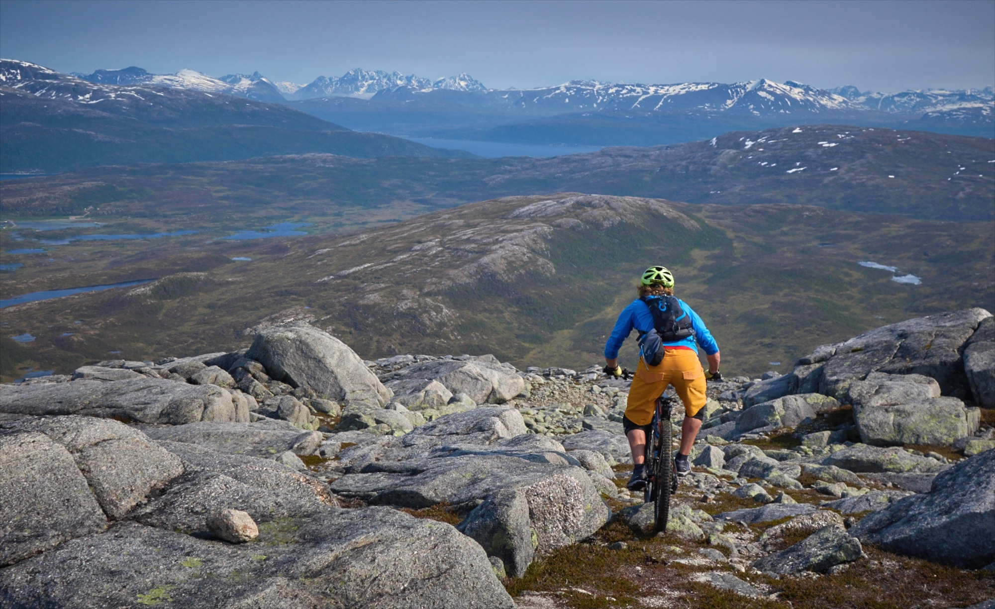 ...and nearly endless amounts of chunky, almost-a-trail riding, here on Nordtinden. Photo by Andrea