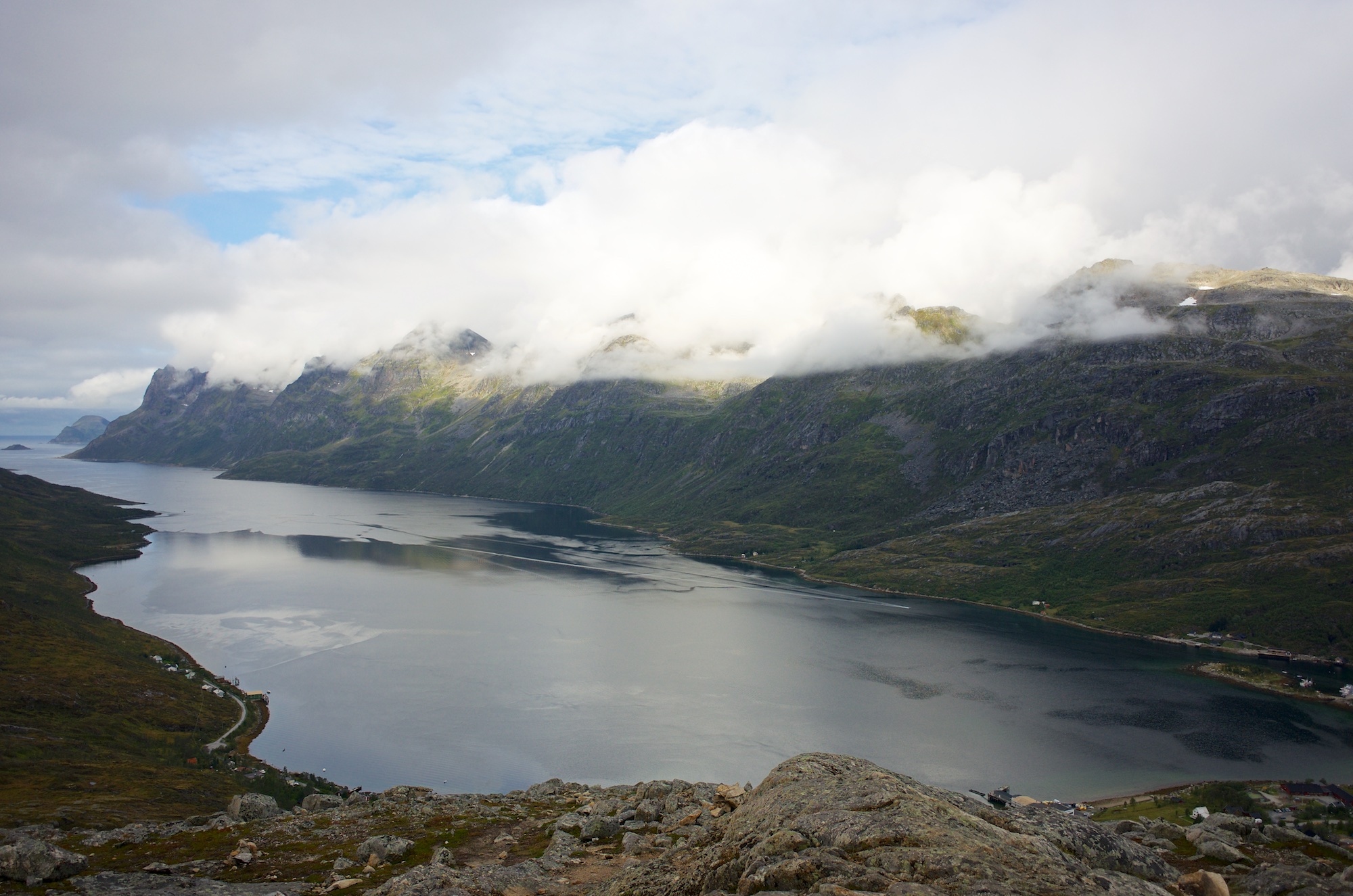 Summit view over Ersfjord. There was a lot of weather going on on the other side.