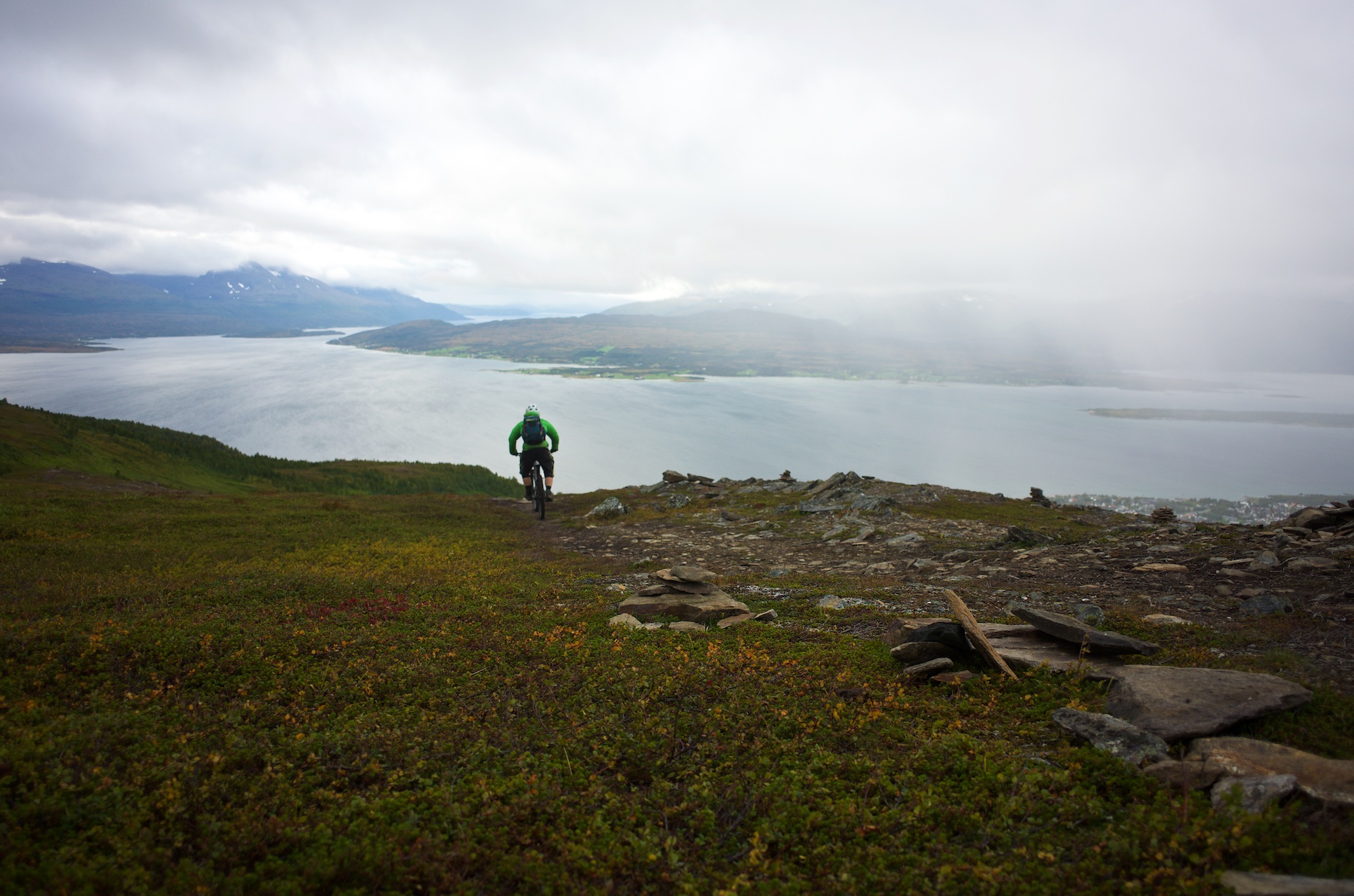 Plummeting into the fjord.