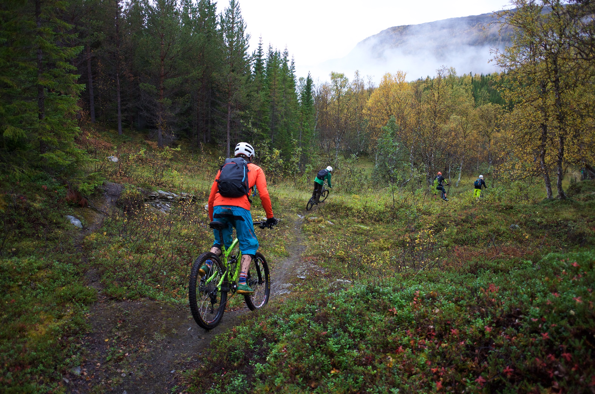 Clouds and fog kept us company as we followed the undulating trail.