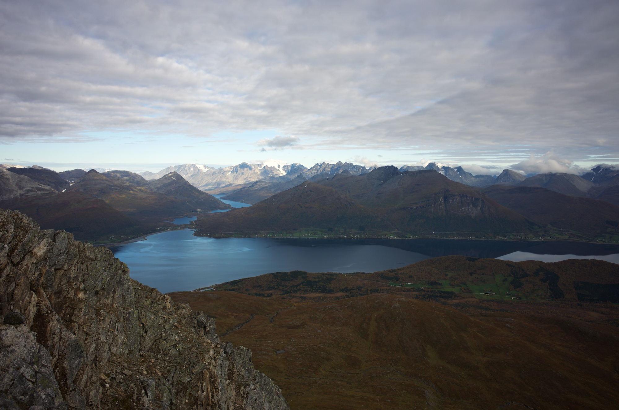 Summit views over southern Lyngen.