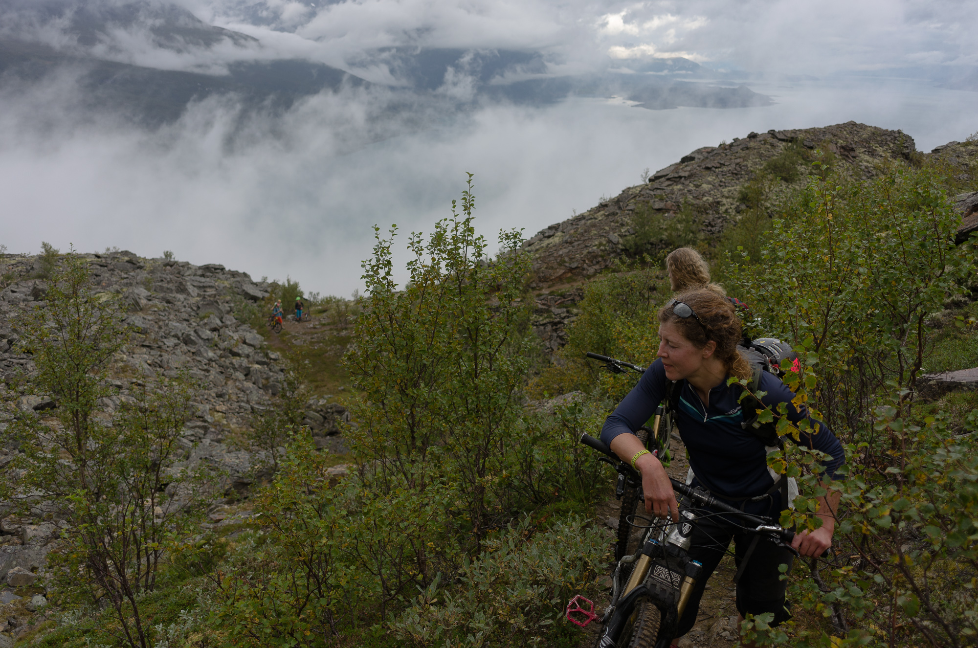 Almost at the summit and above the clouds.