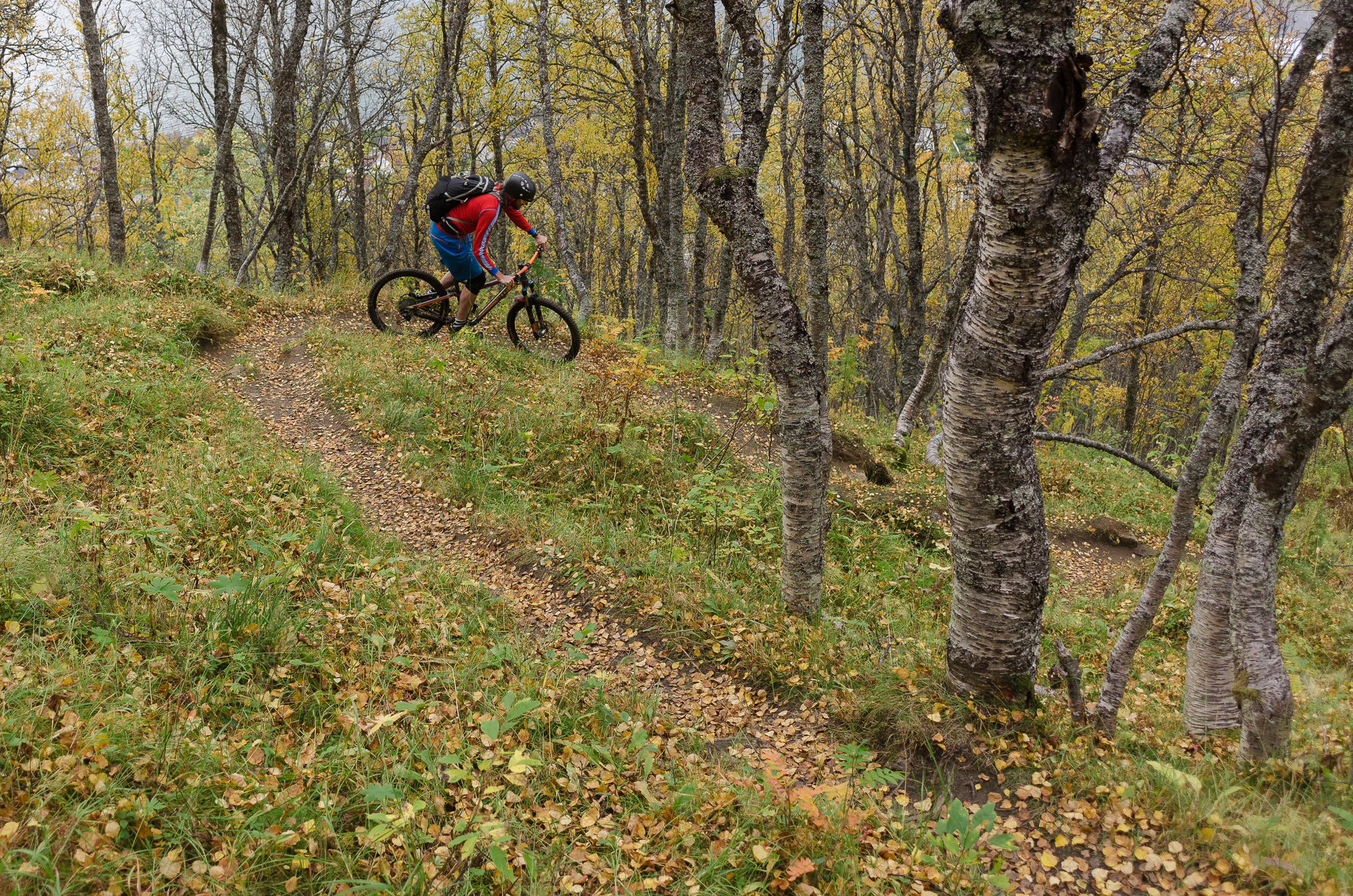 Kjetil enjoying some fall switchback action.